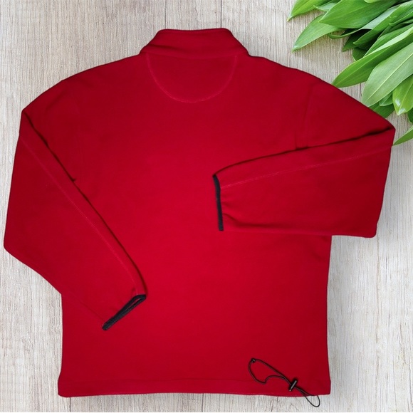 VTG Chaps Ralph Lauren Fleece Zipper Front Jacket Chaps RL Logo Red Mens Med - Picture 2 of 10